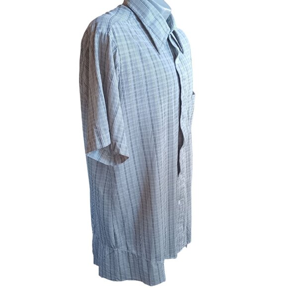 Vintage Mens Large Disco Shirt Checkered Hampshire House Van Heusen 1970's Knit - Picture 4 of 7